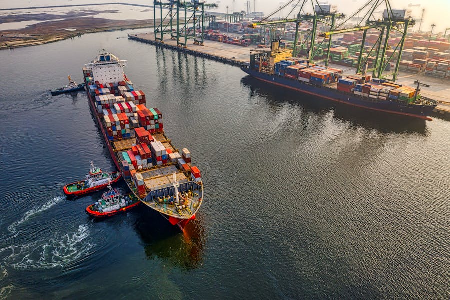shipping carrier at the port