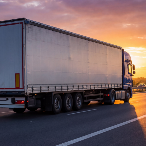 Logistics truck driving on the motorway in the UK