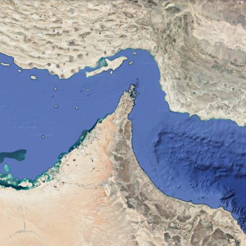 Google Earth picture of the Strait of Hormuz