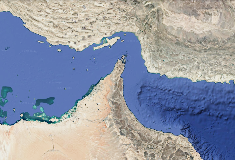 Google Earth picture of the Strait of Hormuz